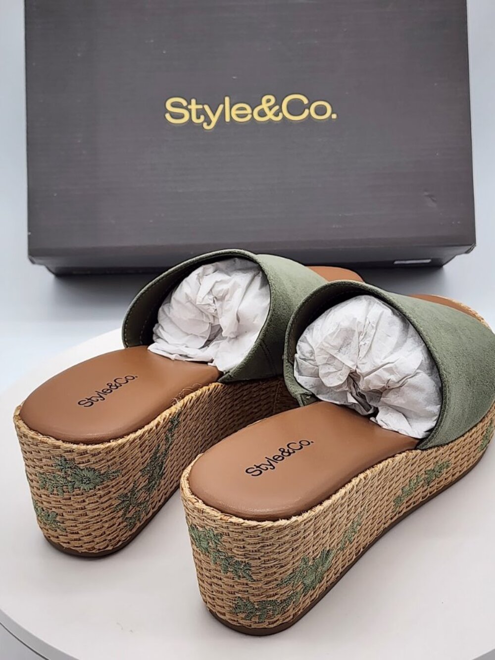 Style & Co Sage Embroidered Espadrille Wedge Sandals Size 8 M - Picture 3 of 8